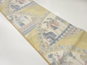 手織り紬エジプト壁画模様織出し全通袋帯